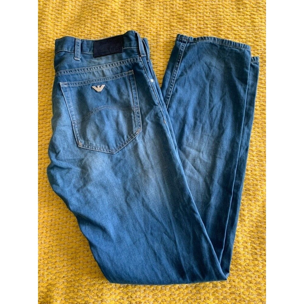 Giorgio Armani Mens Jeans Slim Straight Button flyJ23 34x34 medium wash designer